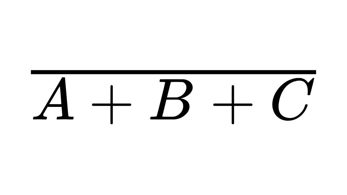 或非式右侧：一条长线盖住 A 加 B 加 C