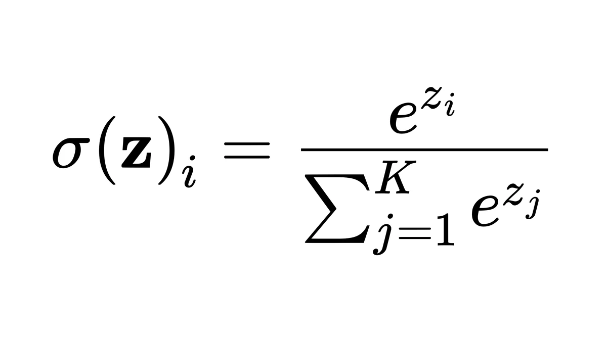 softmax:e 的 z_i 次方除以 j 从 1 到 K 的求和