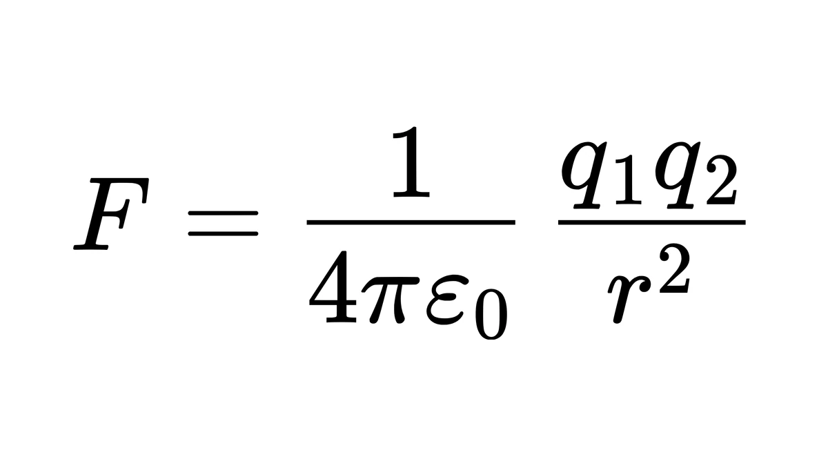 库仑定律公式,含 4πε₀ 与两个分式