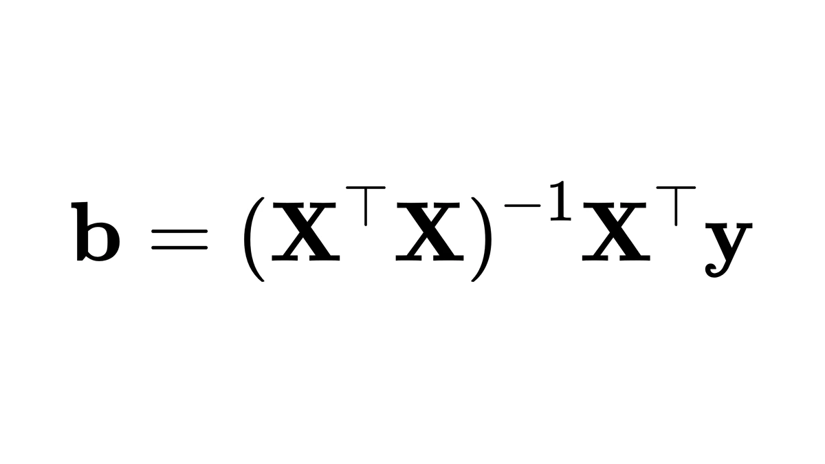 粗体 b 等于 X 转置乘 X 的逆再乘 X 转置乘 y
