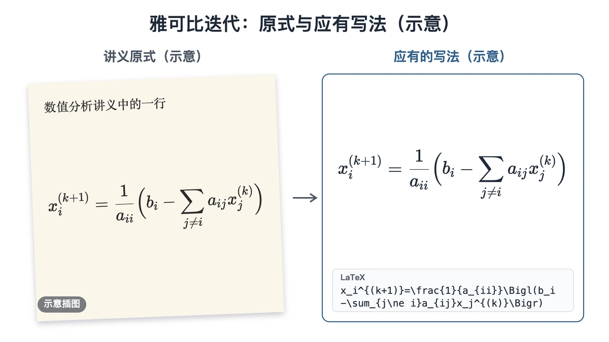 迭代格式讲义原式与应有写法对照示意