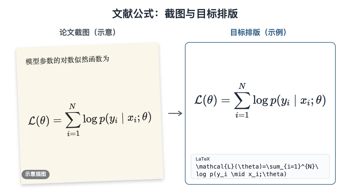 论文页面示意与对数似然函数的目标排版