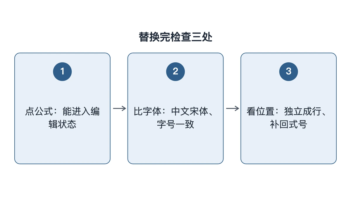 公式替换进Word之后的三处检查顺序