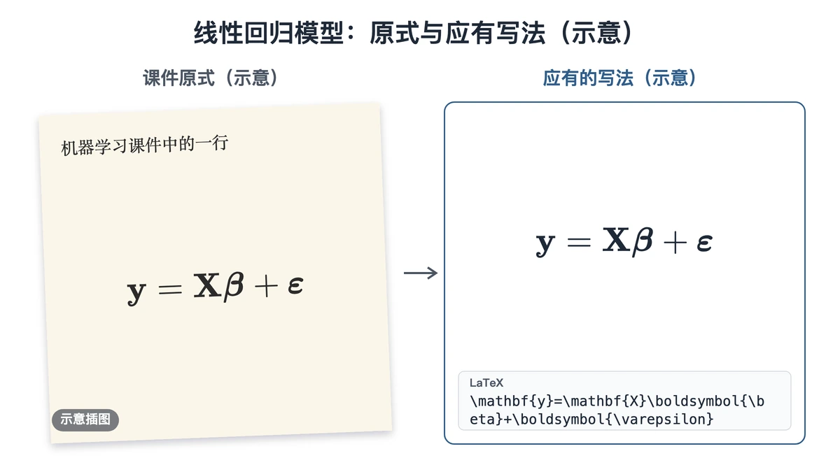 线性回归模型的课件原式与应有写法对照示意
